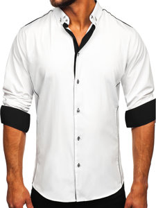 Men's Elegant Long Sleeve Shirt White-Black Bolf 5722-1