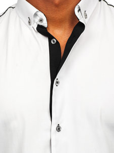 Men's Elegant Long Sleeve Shirt White-Black Bolf 5722-1