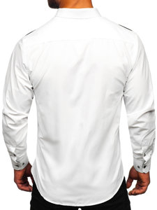 Men's Elegant Long Sleeve Shirt White-Black Bolf 5722-1