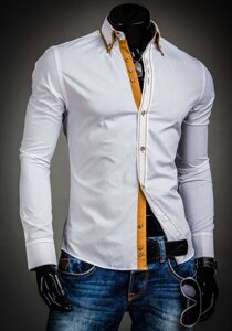 Men’s Elegant Long Sleeve Shirt White Bolf 3703A