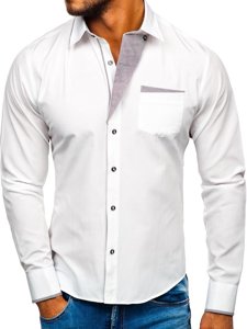 Men's Elegant Long Sleeve Shirt White Bolf 4713