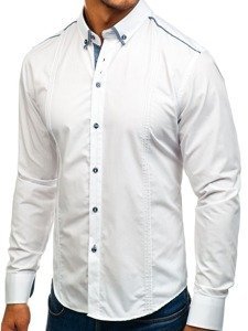 Men's Elegant Long Sleeve Shirt White Bolf 8821