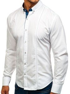 Men's Elegant Long Sleeve Shirt White Bolf 8822