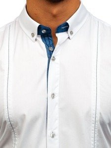 Men's Elegant Long Sleeve Shirt White Bolf 8822