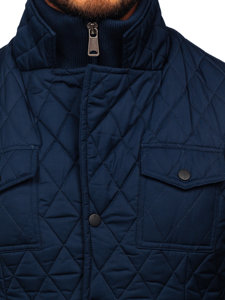 Men's Elegant Quilted Jacket Navy Blue Bolf 802