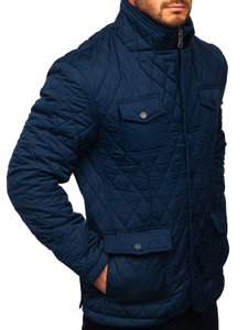 Men's Elegant Quilted Jacket Navy Blue Bolf 802