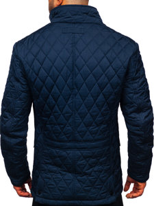 Men's Elegant Quilted Jacket Navy Blue Bolf 802