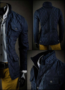 Men's Elegant Quilted Jacket Navy Blue Bolf 802A