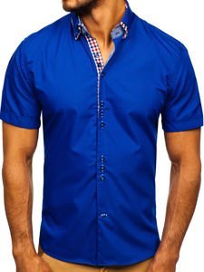 Men's Elegant Shirt Sleeve Shirt Royal Blue Bolf 3507