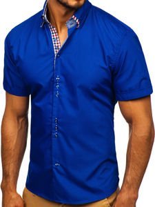 Men's Elegant Shirt Sleeve Shirt Royal Blue Bolf 3507