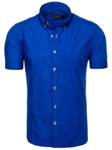 Men's Elegant Short Sleeve Shirt Royal Blue Bolf 5535