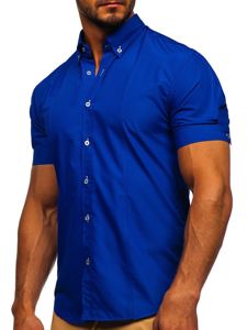 Men's Elegant Short Sleeve Shirt Royal Blue Bolf 5535