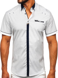 Men's Elegant Short Sleeve Shirt White Bolf 19616