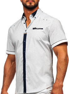 Men's Elegant Short Sleeve Shirt White Bolf 19616