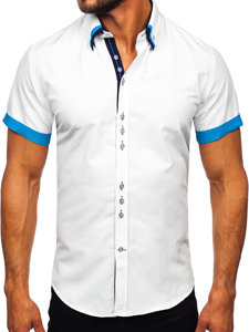 Men's Elegant Short Sleeve Shirt White Bolf 2926