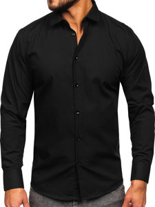 Men's Elegant Slim Fit Long Sleeve Shirt Black Bolf MS14