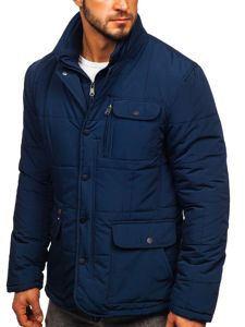 Men's Elegant Winter Jacket Navy Blue Bolf 1976