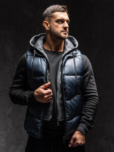 Men’s Gilet with hood Navy Blue Bolf 2908A1