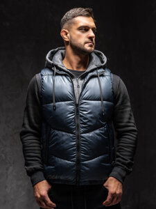 Men’s Gilet with hood Navy Blue Bolf 2908A1