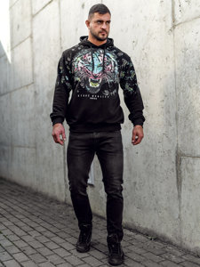 Men's Hoodie with Sequins Black Bolf 6420