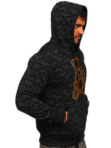 Men's Hoodie with Zircons Black Bolf HM566