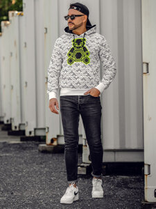 Men's Hoodie with Zircons White Bolf HM566