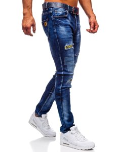 Men's Jeans Slim Fit with Belt Navy Blue Bolf 80034W0