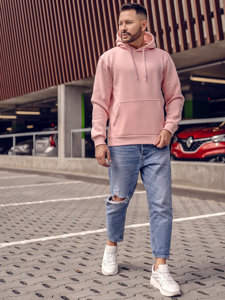 Men's Kangaroo Hoodie Light Pink Bolf 1004