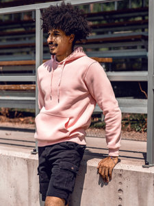 Men's Kangaroo Hoodie Light Pink Bolf 1004