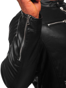 Men's Leather Biker Jacket Black Bolf 11Z8001