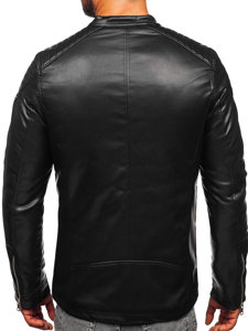 Men's Leather Biker Jacket Black Bolf 11Z8001