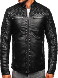 Men's Leather Biker Jacket Black Bolf 11Z8002