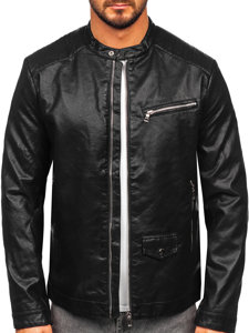 Men's Leather Biker Jacket Black Bolf 11Z8021