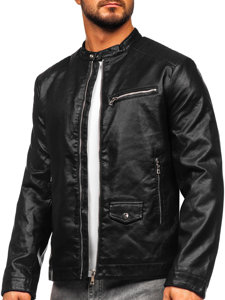 Men's Leather Biker Jacket Black Bolf 11Z8021