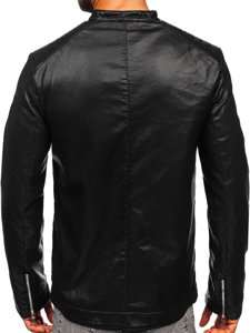 Men's Leather Biker Jacket Black Bolf 11Z8021