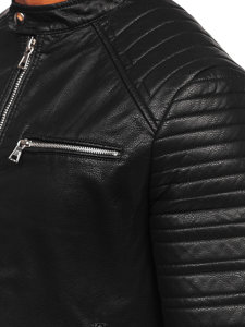 Men's Leather Biker Jacket Black Bolf 11Z8023