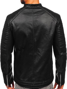 Men's Leather Biker Jacket Black Bolf 11Z8023