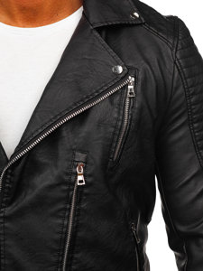 Men's Leather Biker Jacket Black Bolf 11Z8026