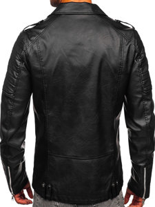 Men's Leather Biker Jacket Black Bolf 11Z8065