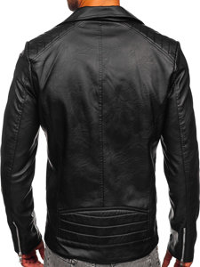 Men's Leather Biker Jacket Black Bolf 11Z8067