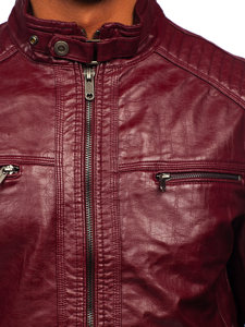 Men's Leather Biker Jacket Claret Bolf 2002