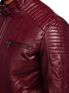 Men's Leather Biker Jacket Claret Bolf 2003