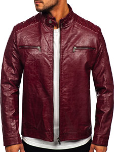 Men's Leather Biker Jacket Claret Bolf 2003