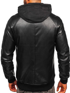 Men's Leather Bomber Jacket Black Bolf 11Z8004