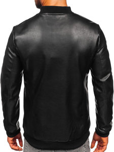 Men's Leather Bomber Jacket Black Bolf 11Z8015