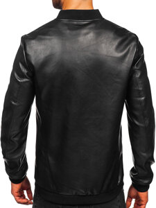 Men's Leather Bomber Jacket Black Bolf 11Z8105