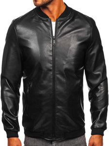 Men's Leather Bomber Jacket Black Bolf 11Z8107