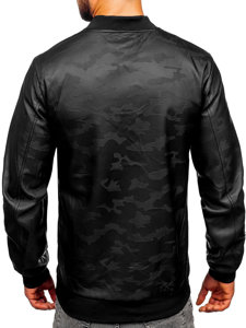 Men's Leather Bomber Jacket Black Bolf 3A63