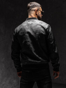 Men's Leather Bomber Jacket Black Bolf 3A63A1