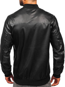 Men’s Leather Bomber Jacket Black Bolf 6705